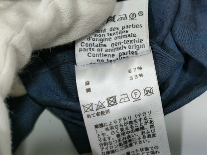 HERMES Cotton and Linen Short Sleeve Shirt Blue Tops