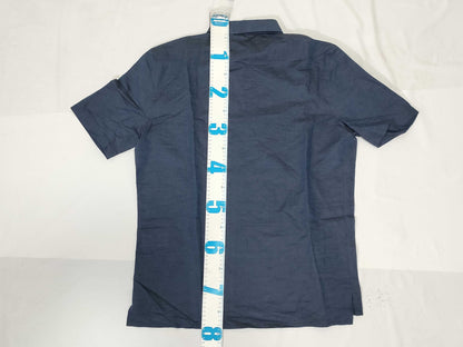 HERMES Cotton and Linen Short Sleeve Shirt Blue Tops