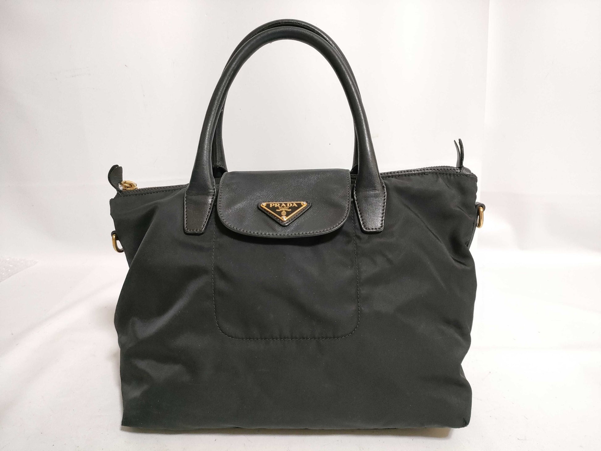 PRADA Prada handbag tote bag nylon triangular plate