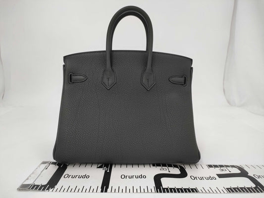 HERMES Birkin 25 Togo Handbag with Sterling Silver Hardware, K Stamp, and Seal