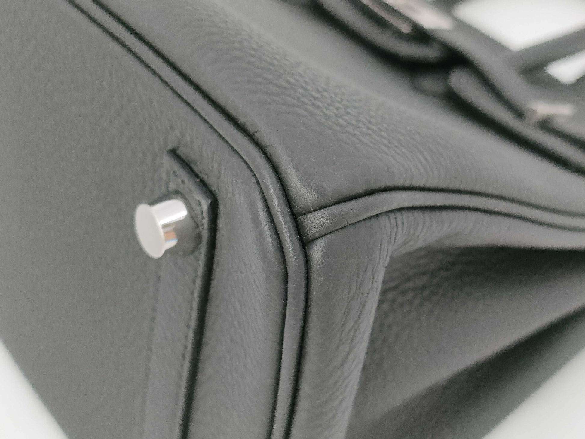 HERMES Birkin 25 Togo Handbag with Sterling Silver Hardware, K Stamp, and Seal