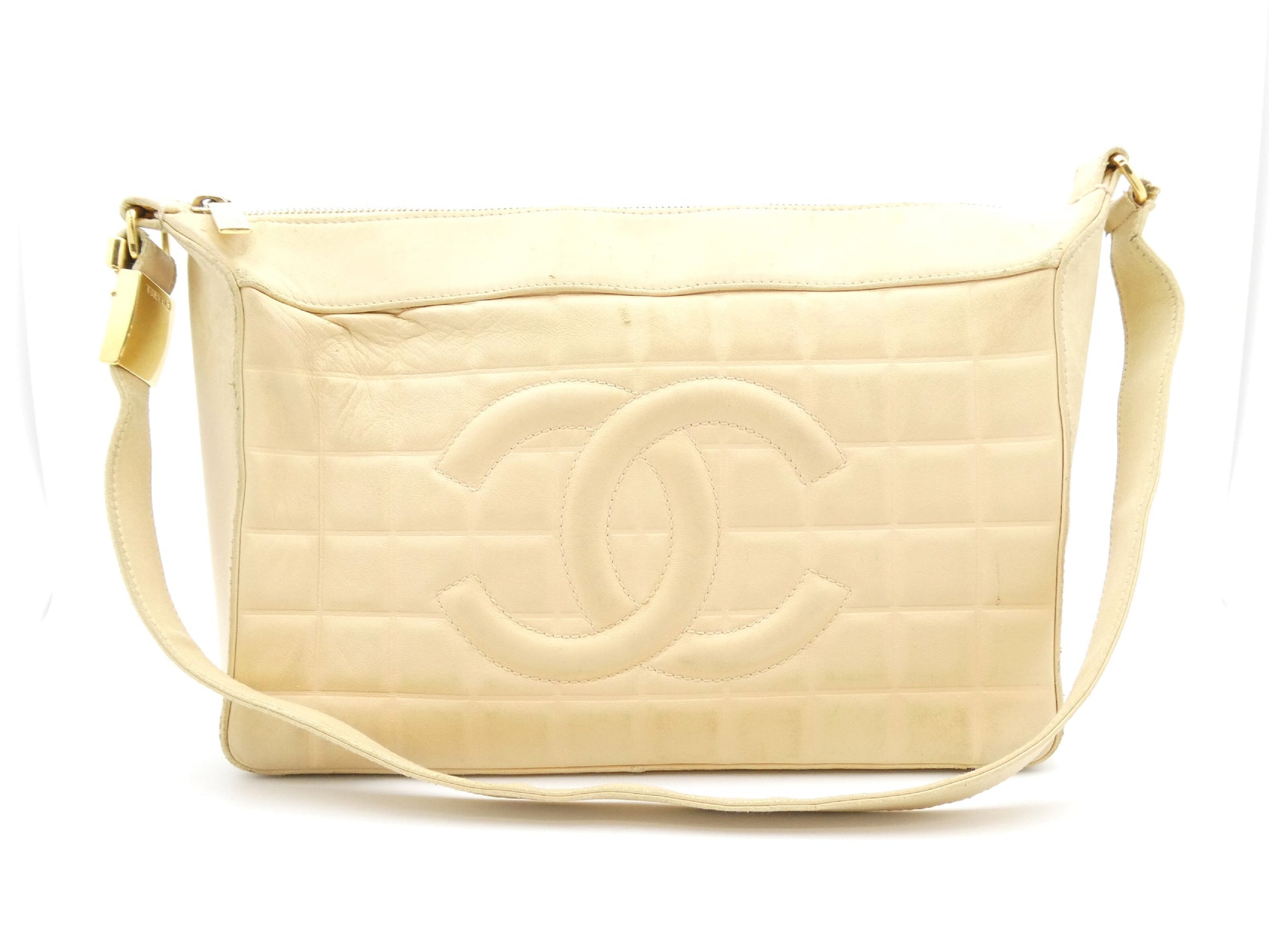 CHANEL Chocolate Bar Coco Mark Lambskin Shoulder Bag