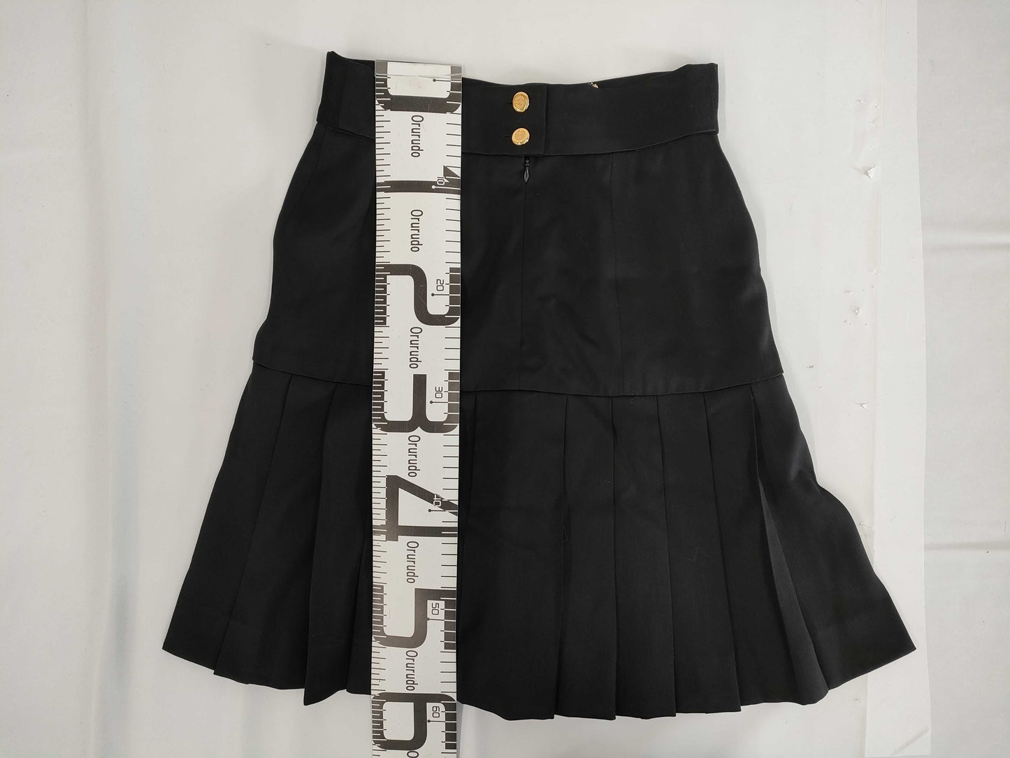 CHANEL Coco Button Pleated Skirt, Size 40