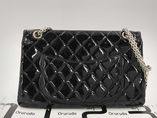 CHANEL Matelasse 2.55 Patent Leather Chain Bag, Black Shoulder Bag