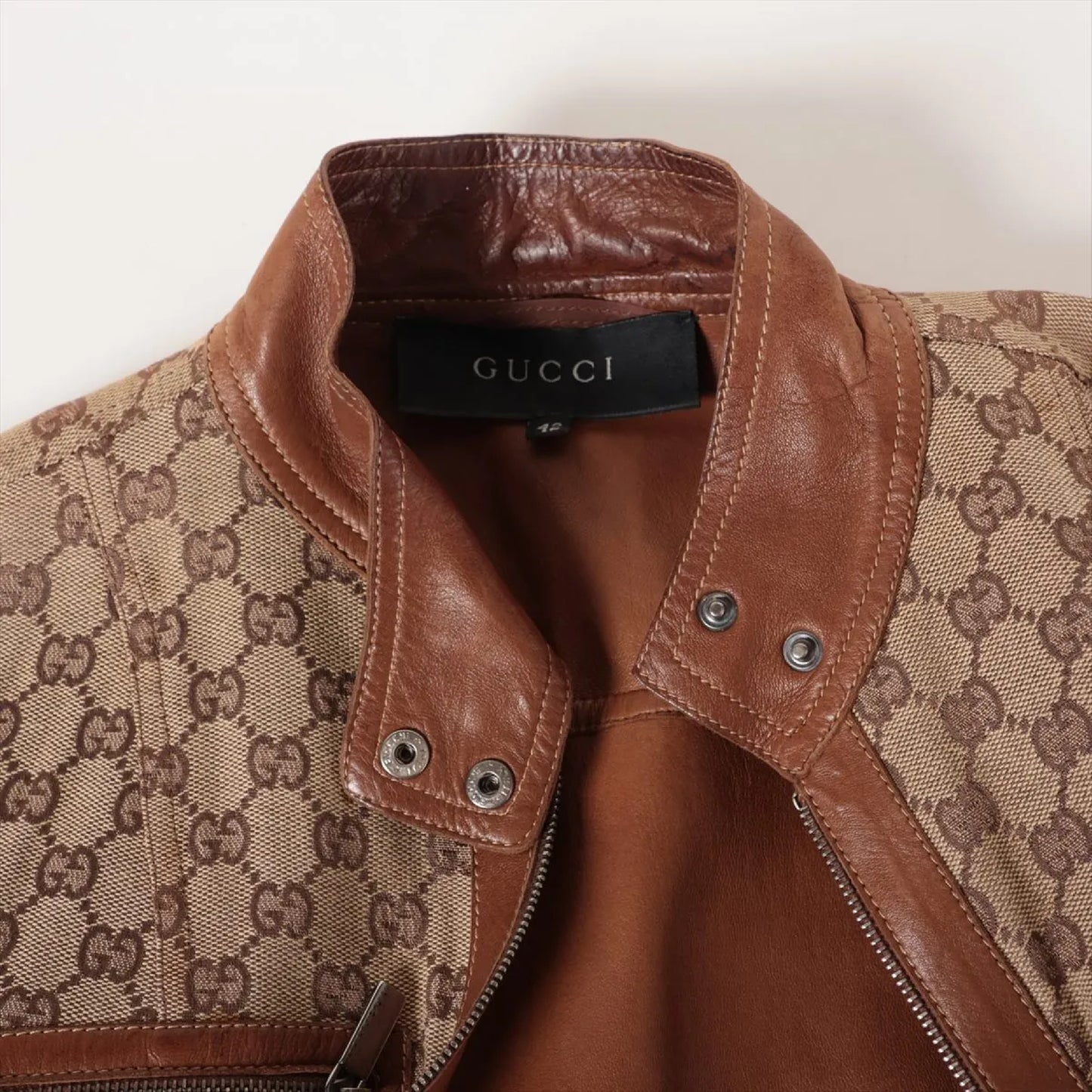 GUCCI GG Jacket, Size 42, Brown