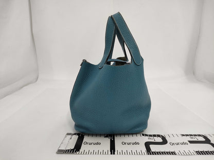 HERMES Picotin Lock PM Taurillon Clemence Blue Handbag