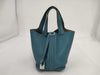 HERMES Picotin Lock PM Taurillon Clemence Blue Handbag
