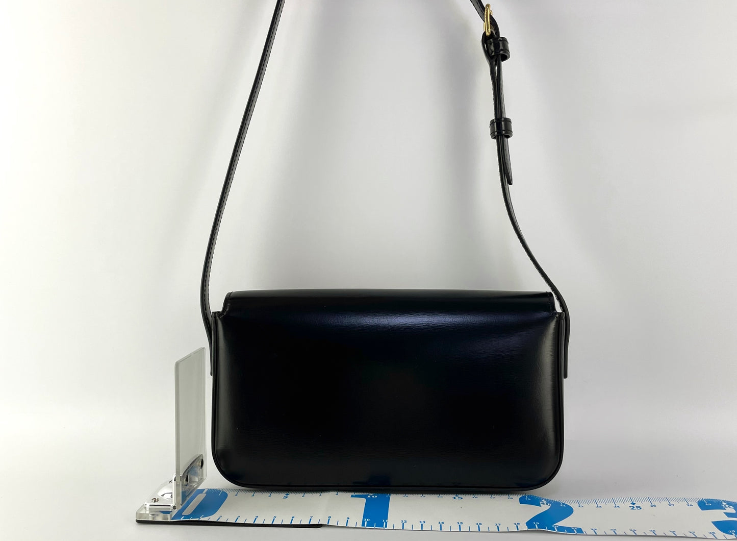 CELINE Triomphe Black Claude Leather Shoulder Bag with GD Hardware