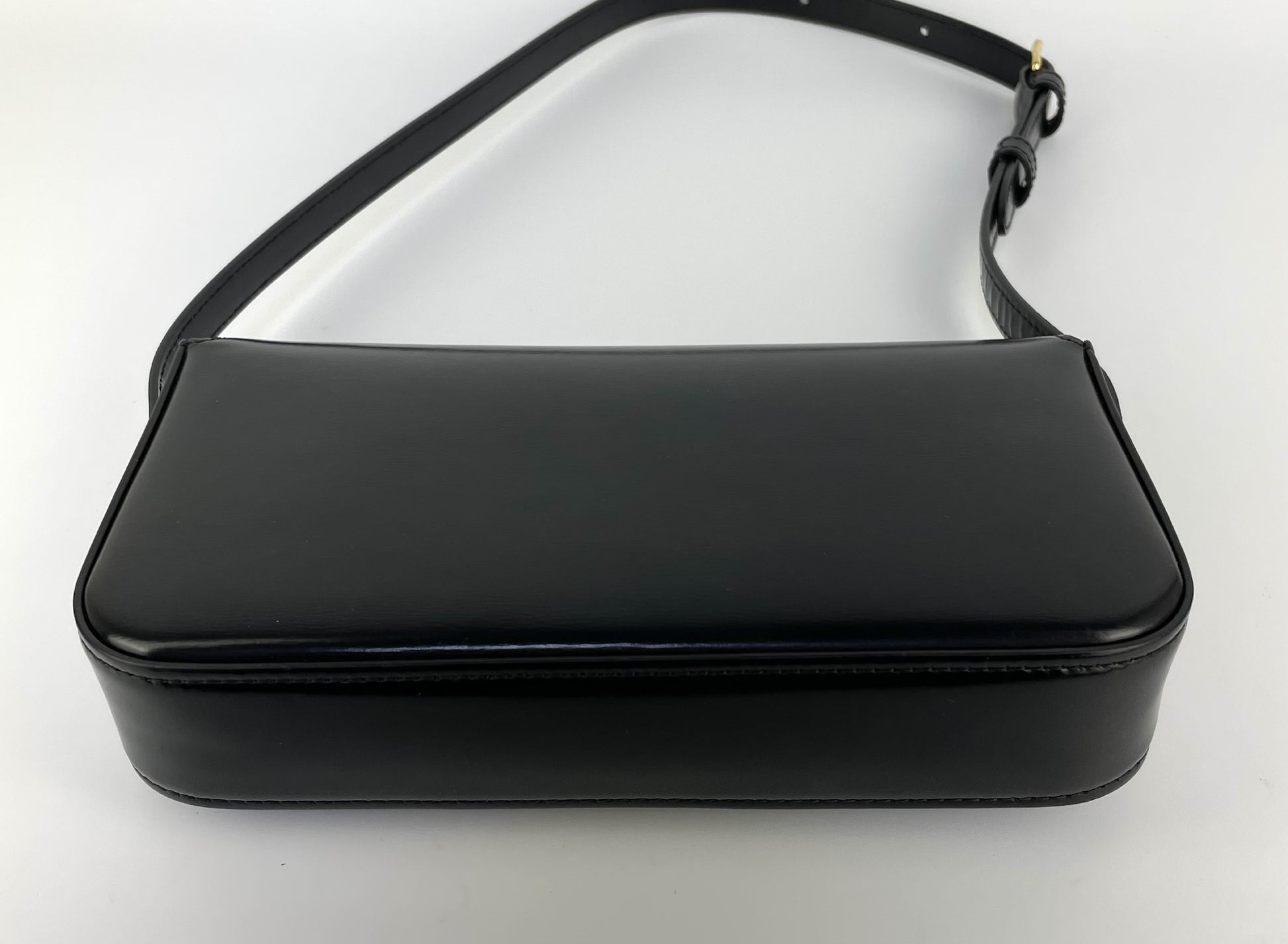 CELINE Triomphe Black Claude Leather Shoulder Bag with GD Hardware
