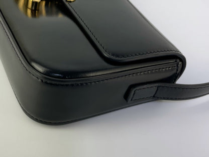 CELINE Triomphe Black Claude Leather Shoulder Bag with GD Hardware