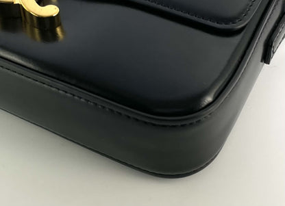 CELINE Triomphe Black Claude Leather Shoulder Bag with GD Hardware