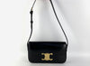 CELINE Triomphe Black Claude Leather Shoulder Bag with GD Hardware