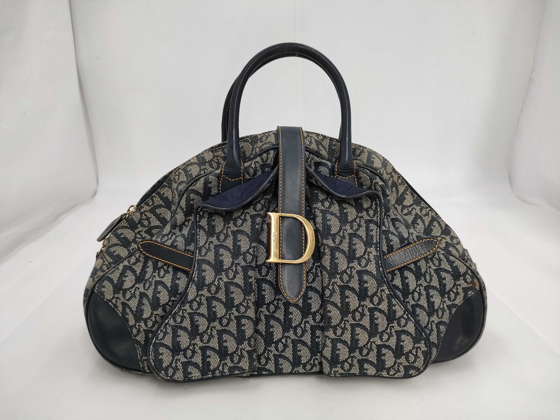 Dior Double Saddle Bag Trotter Canvas Navy Handbag Dior