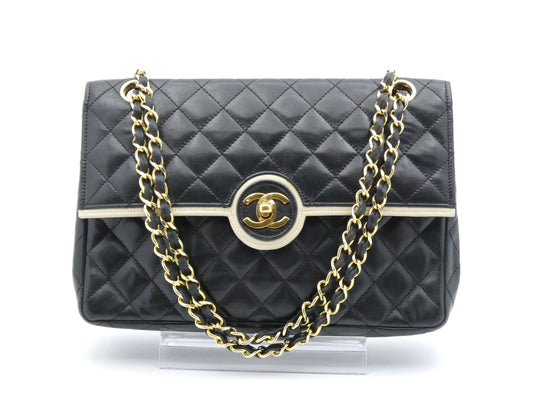 CHANEL Matelasse Round Coco Mark Double Chain Shoulder Bag
