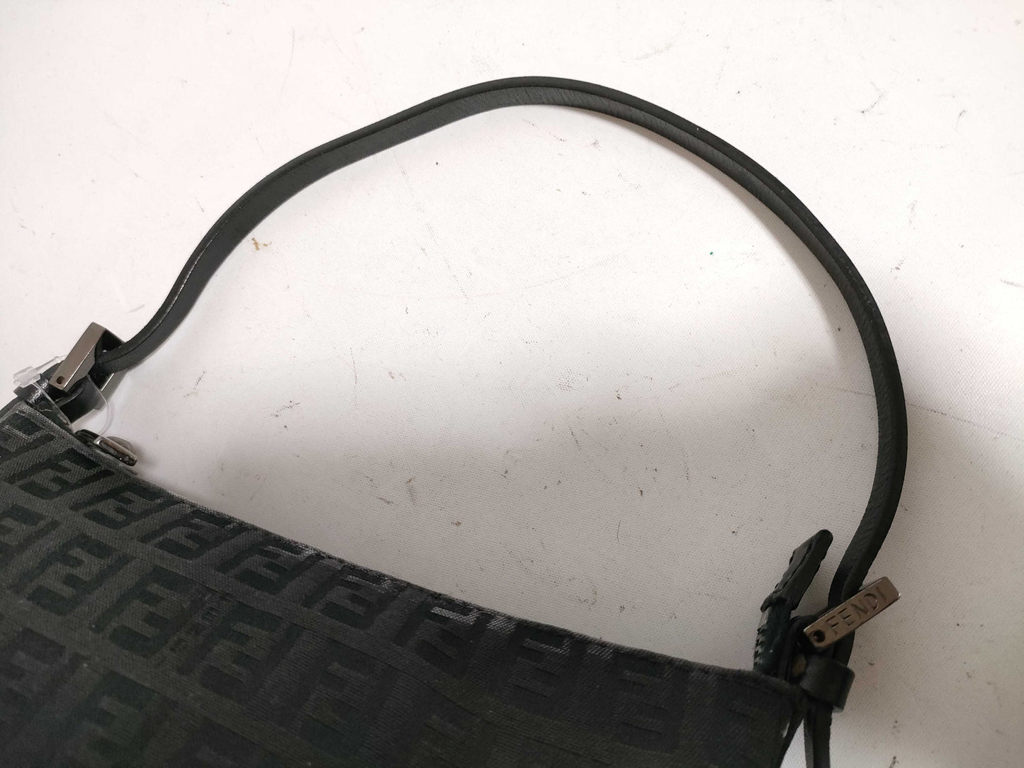 FENDI Zucchino Canvas and Leather Handbag