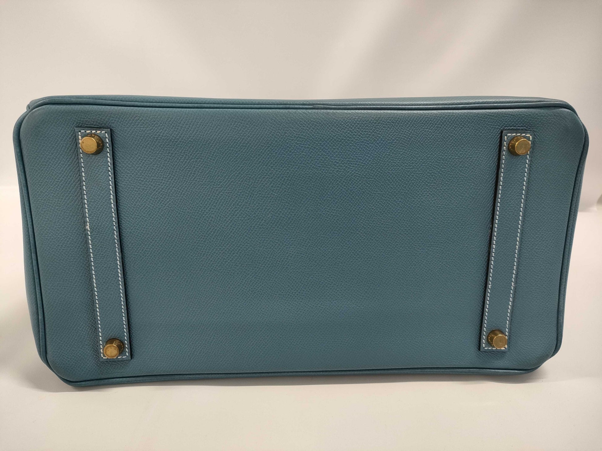 HERMES Birkin 35 Epsom Leather Blue Jean with Gold Hardware B Bag Handbag