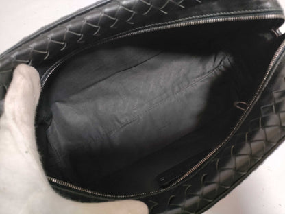 (10310_0400) BOTTEGA VENETA Intrecciato Leather Second Bag in Black