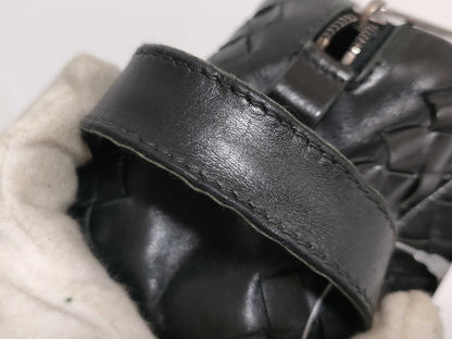 (10310_0400) BOTTEGA VENETA Intrecciato Leather Second Bag in Black