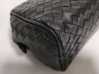 (10310_0400) BOTTEGA VENETA Intrecciato Leather Second Bag in Black