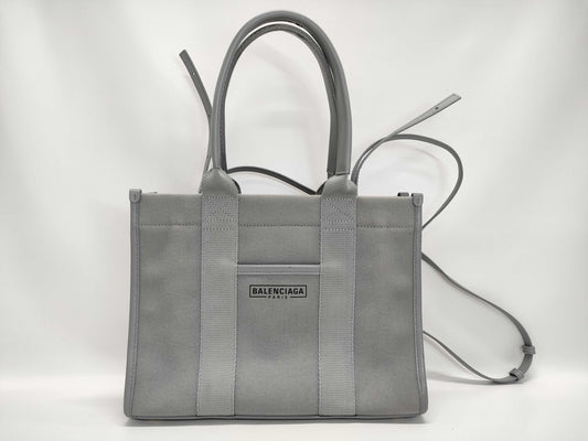 BALENCIAGA BALENCIAGA 671402 Hardware Small Tote Canvas Gray Strap Bag