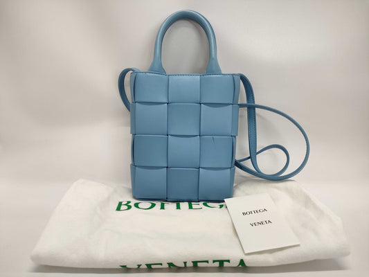 BOTTEGA VENETA Mini Cassette Shoulder Bag Light Blue Dust Bag
