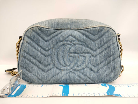 GUCCI 447632 GG Marmont Denim Small Shoulder Bag with Dust Bag