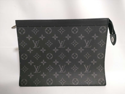 (10307_0235) LOUIS VUITTON LV Monogram Eclipse Pochette Voyage M61692/RFID Second Bag