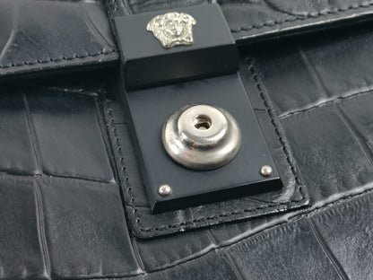 (10309_0189) VERSACE Leather Second Bag Black Second Bag