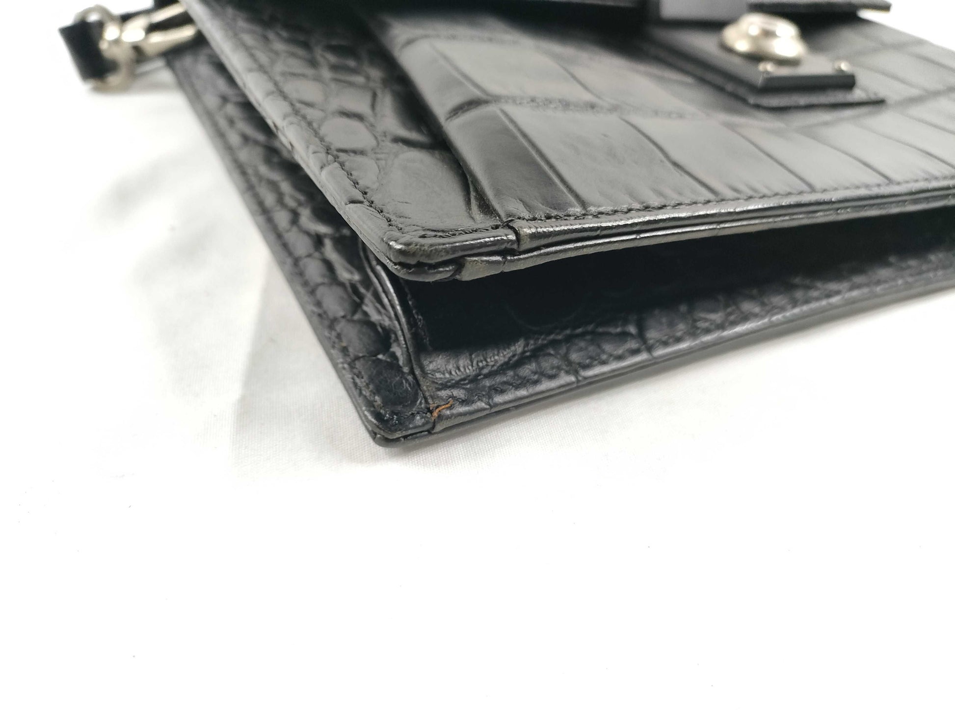 (10309_0189) VERSACE Leather Second Bag Black Second Bag