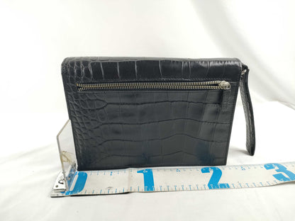 (10309_0189) VERSACE Leather Second Bag Black Second Bag