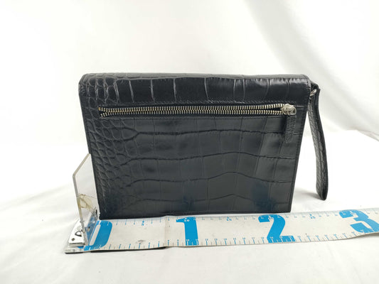 (10309_0189) VERSACE Leather Second Bag Black Second Bag