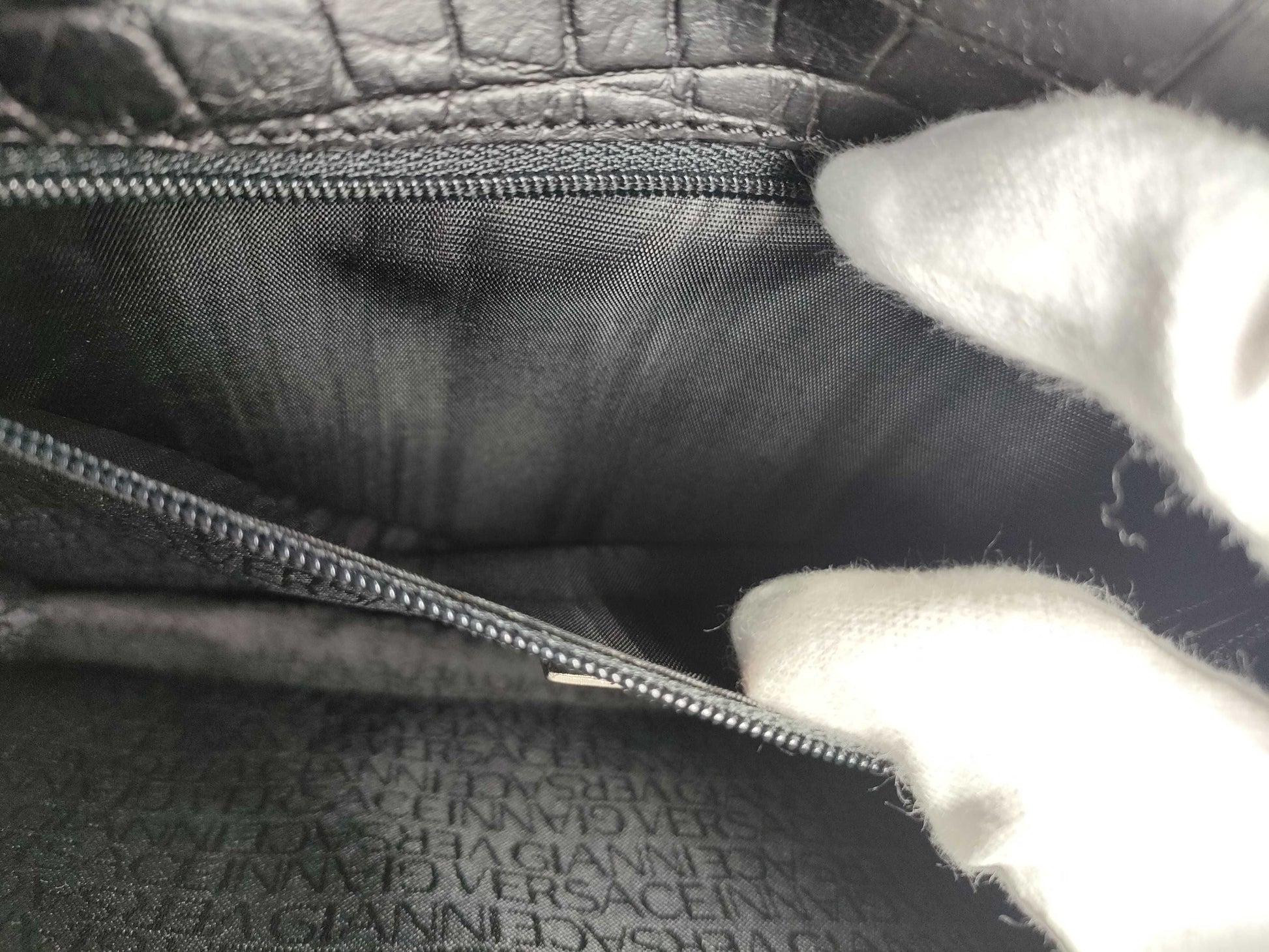 (10309_0189) VERSACE Leather Second Bag Black Second Bag