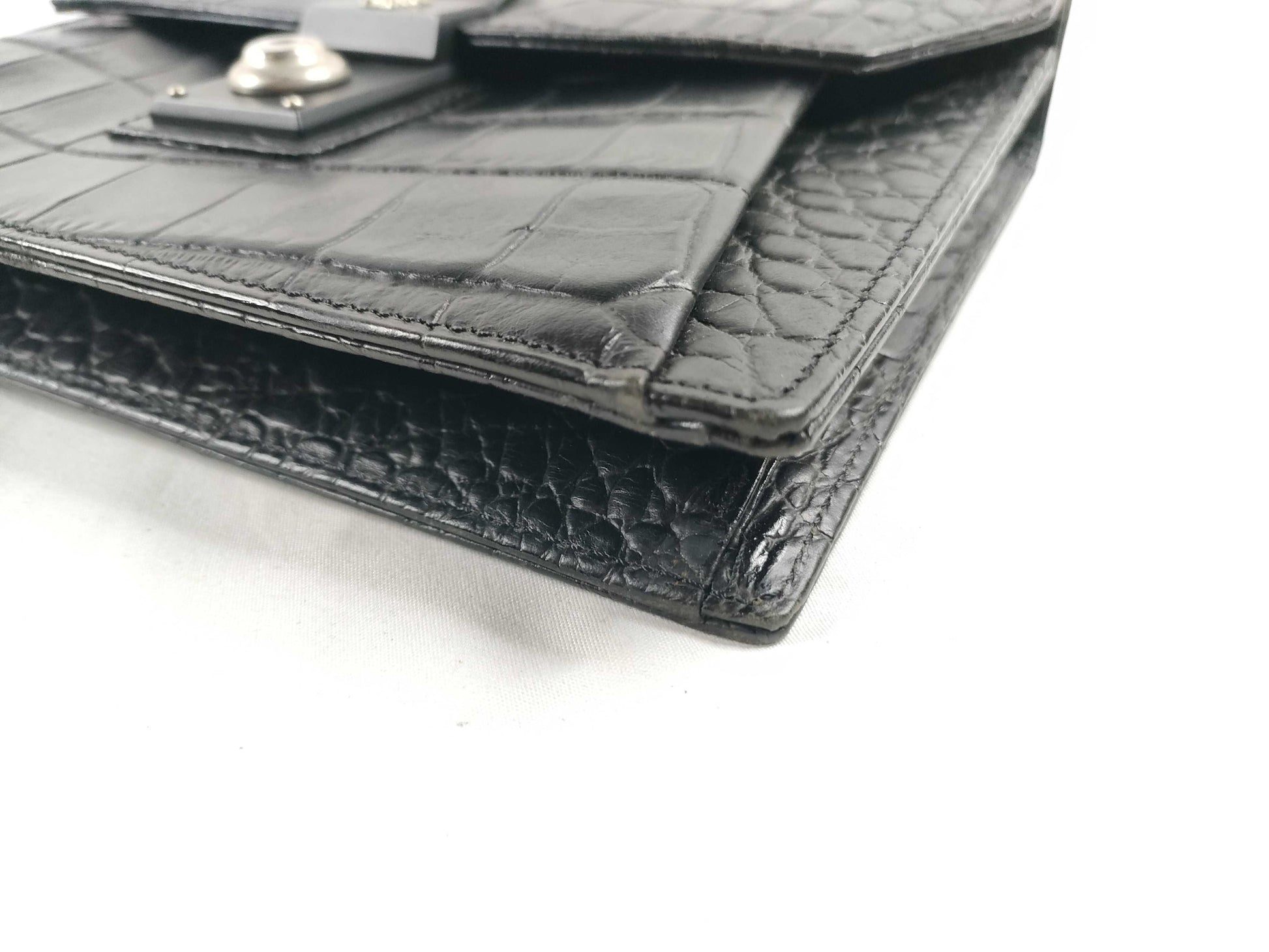 (10309_0189) VERSACE Leather Second Bag Black Second Bag