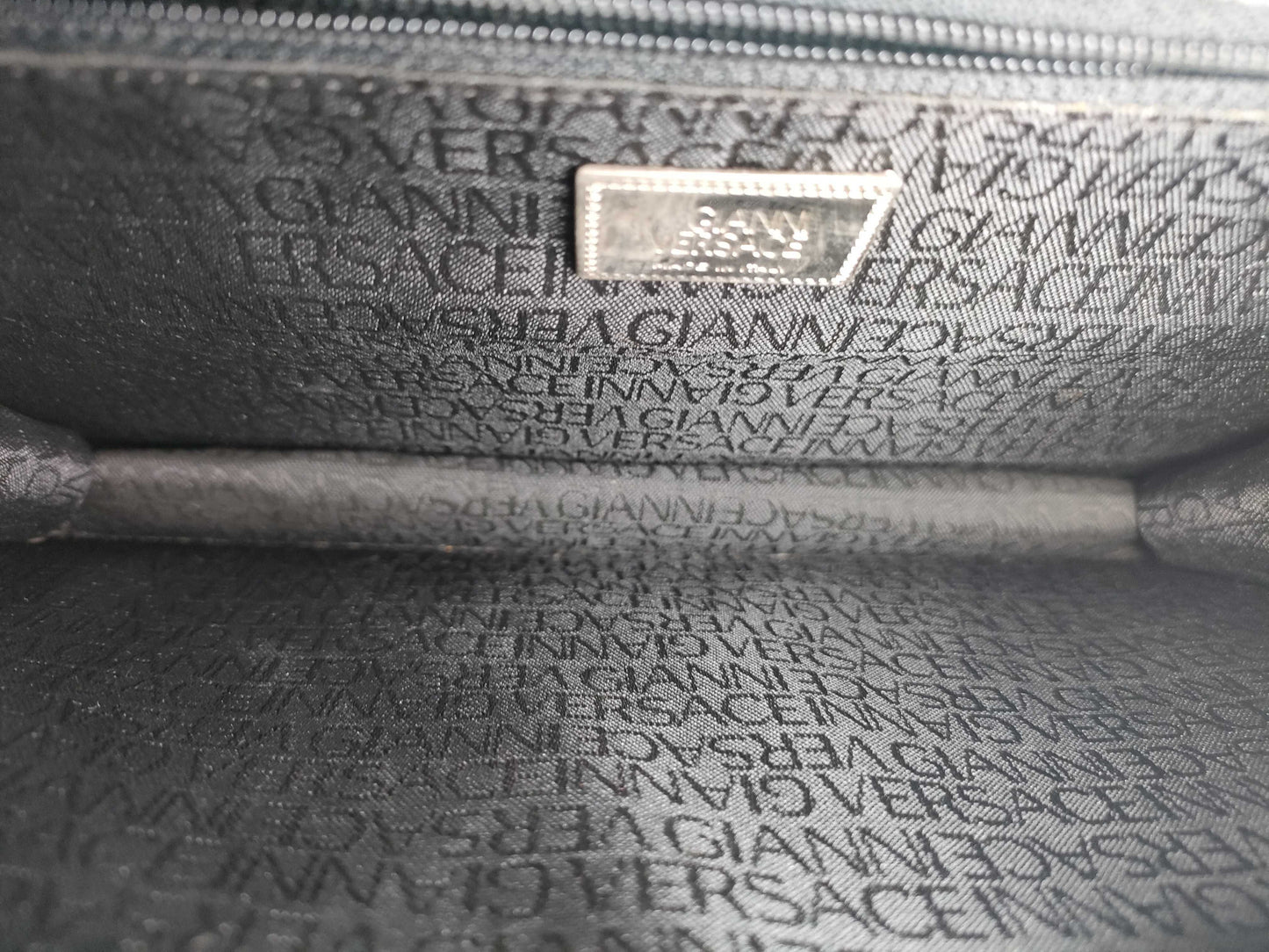 (10309_0189) VERSACE Leather Second Bag Black Second Bag