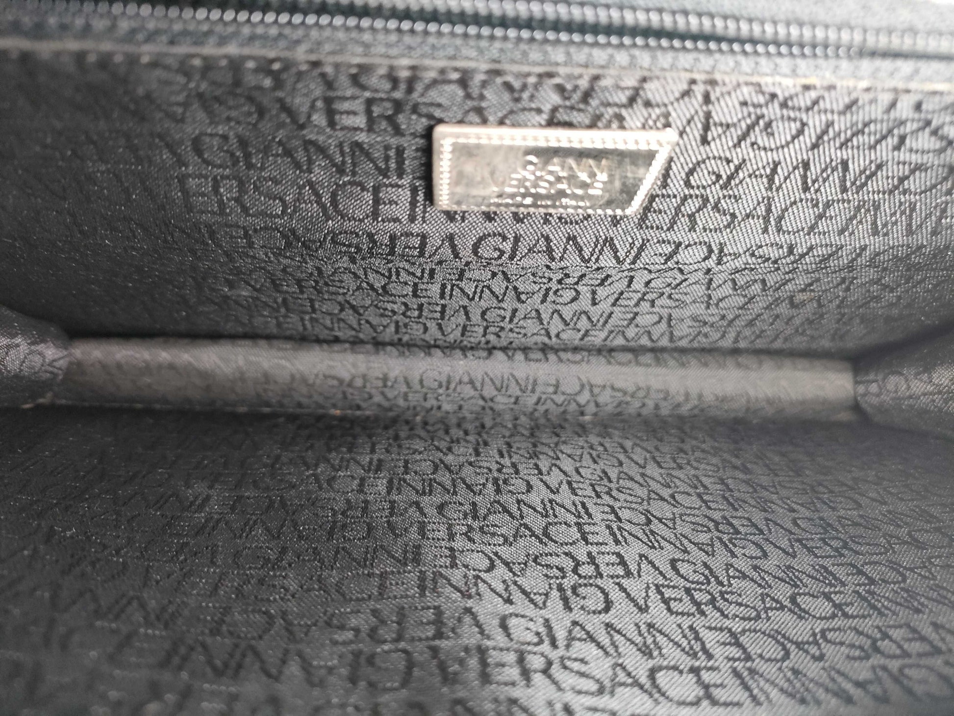 (10309_0189) VERSACE Leather Second Bag Black Second Bag
