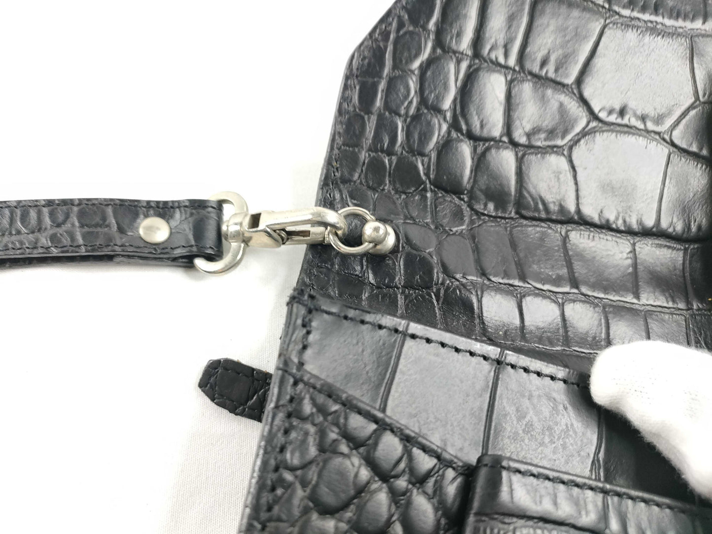 (10309_0189) VERSACE Leather Second Bag Black Second Bag