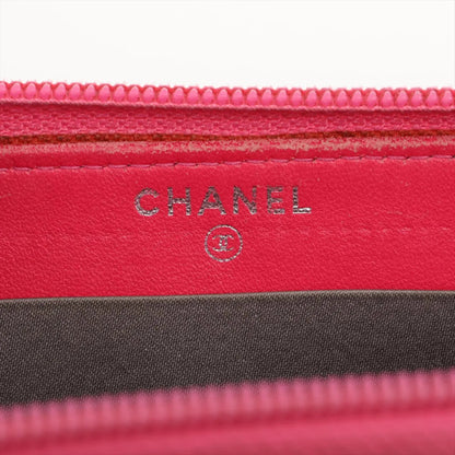 (10318_0280) CHANEL Icon Line Lambskin Round Zip Wallet, Seal No. 14, Second Bag