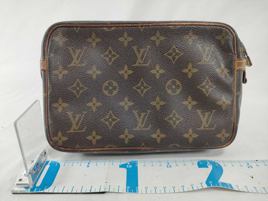 (10320_0128) LOUIS VUITTON Monogram Compiègne Second Bag/Clutch Bag, PVC Leather, M51847, Brown with Gold Hardware, Men's Second Bag