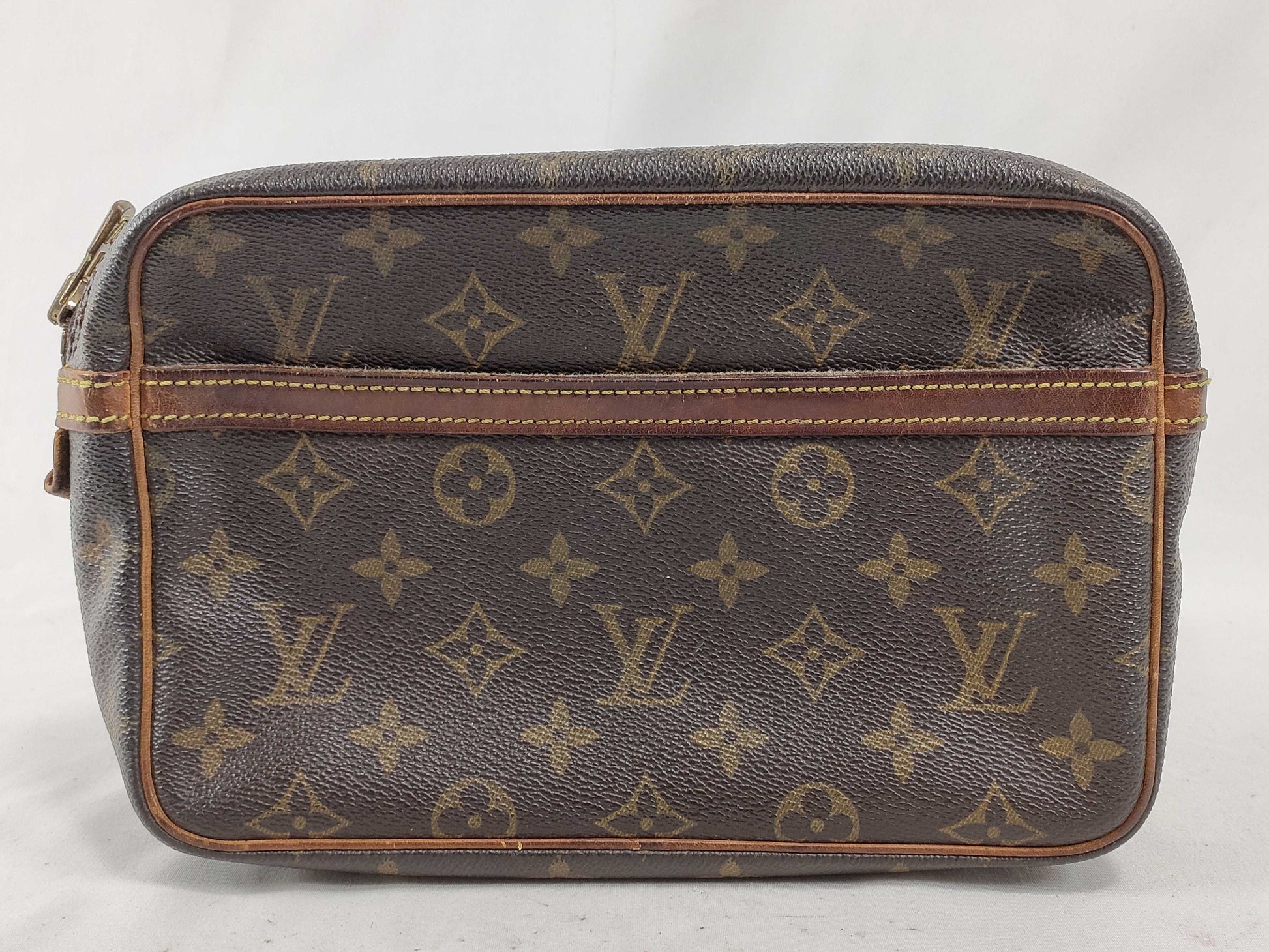 (10320_0128) LOUIS VUITTON Monogram Compiègne Second Bag/Clutch Bag, PVC Leather, M51847, Brown with Gold Hardware, Men's Second Bag