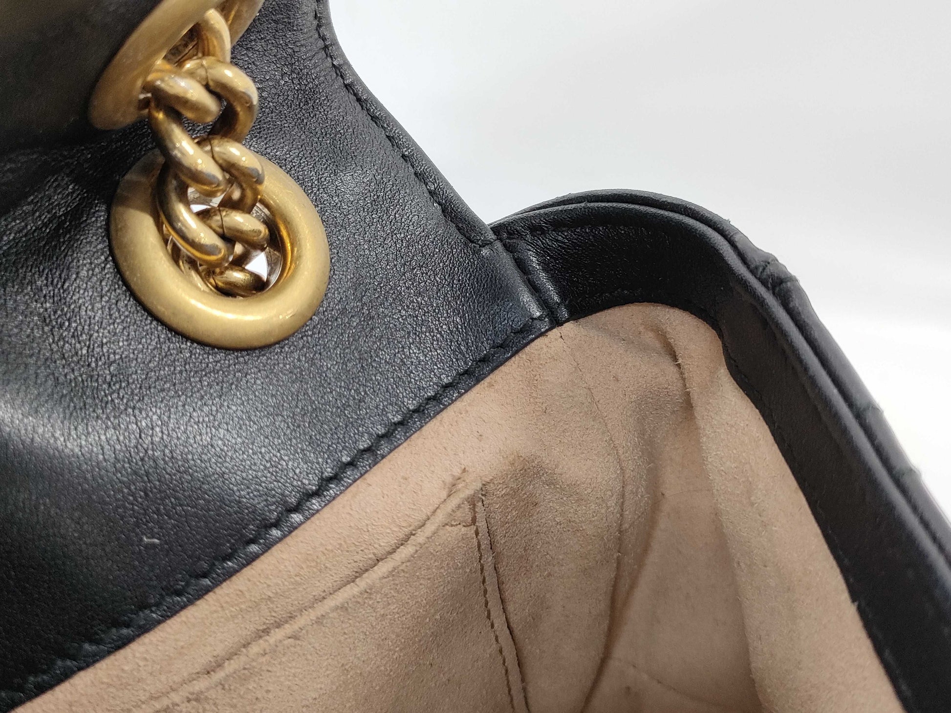 GUCCI Marmont Pearl Double Chain Shoulder Bag Black Shoulder Bag