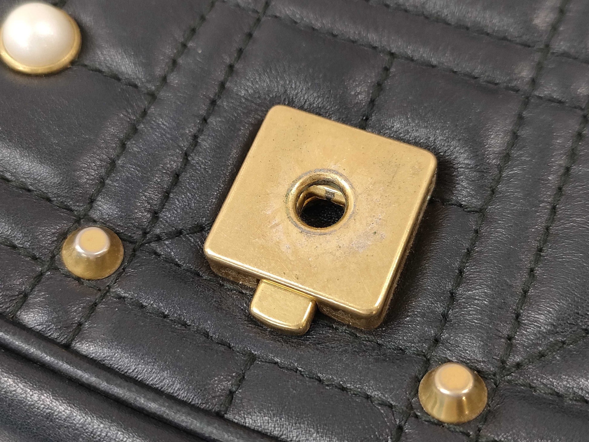 GUCCI Marmont Pearl Double Chain Shoulder Bag Black Shoulder Bag
