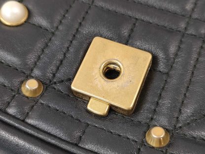 GUCCI Marmont Pearl Double Chain Shoulder Bag Black Shoulder Bag
