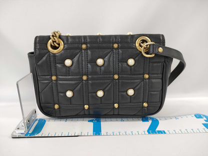 GUCCI Marmont Pearl Double Chain Shoulder Bag Black Shoulder Bag