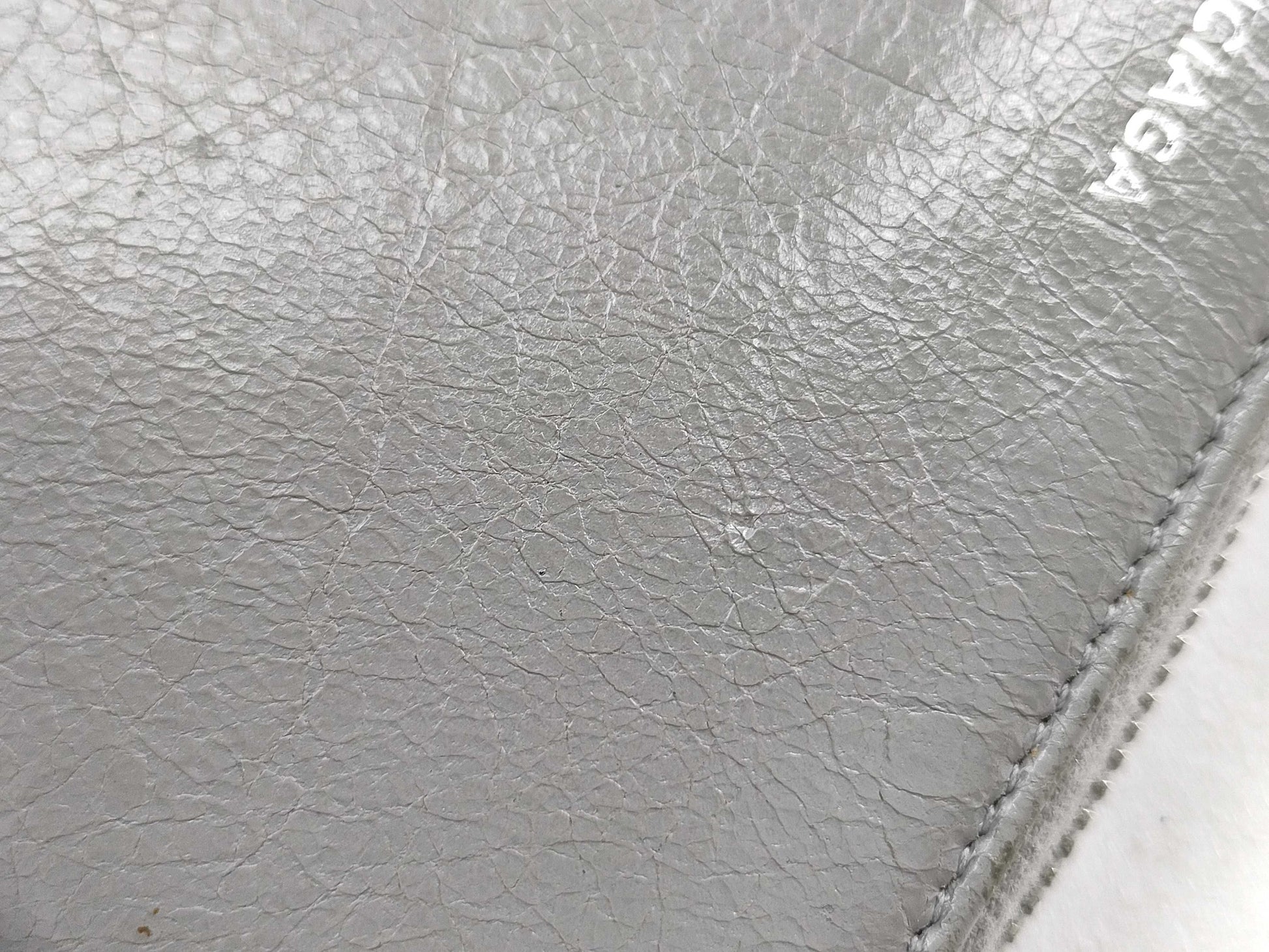 BALENCIAGA Leather Round Zip Long Wallet Gray Wallet
