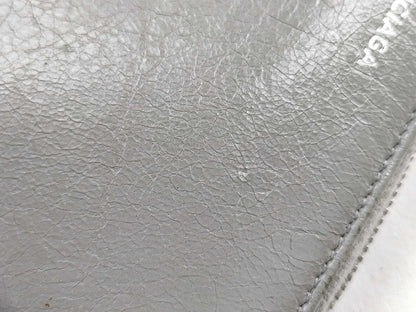 BALENCIAGA Leather Round Zip Long Wallet Gray Wallet