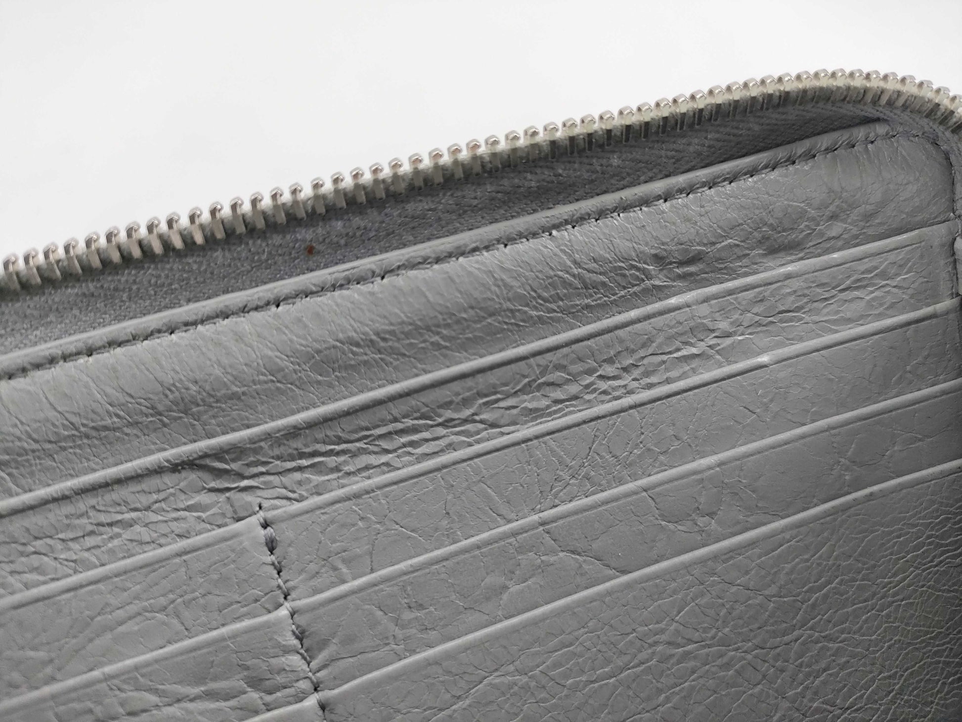 BALENCIAGA Leather Round Zip Long Wallet Gray Wallet