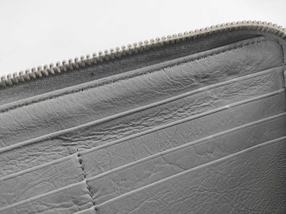 BALENCIAGA Leather Round Zip Long Wallet Gray Wallet