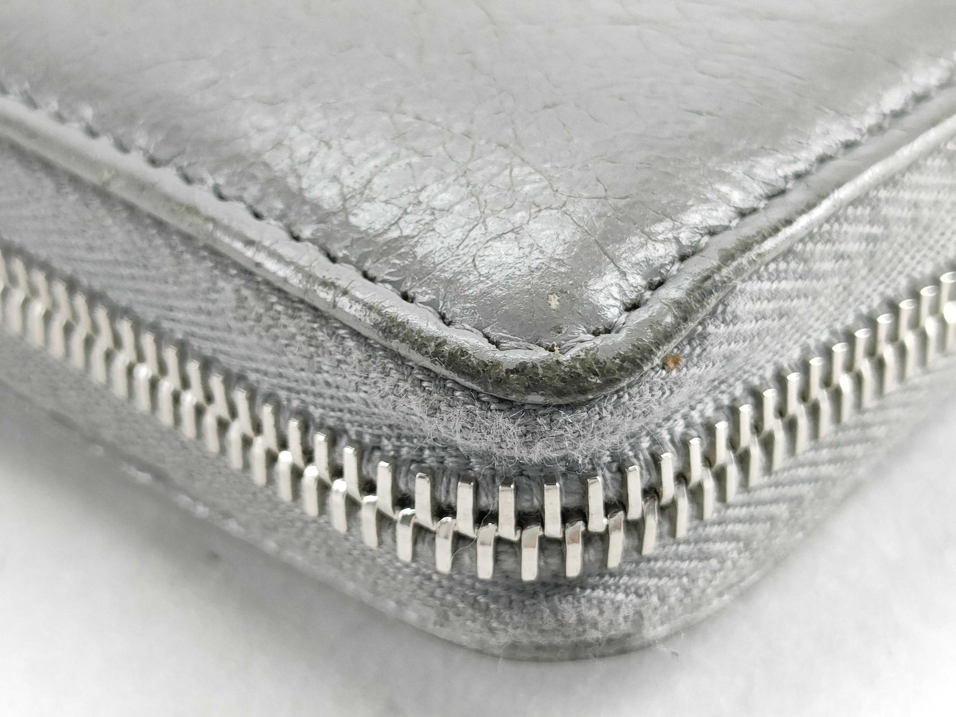 BALENCIAGA Leather Round Zip Long Wallet Gray Wallet