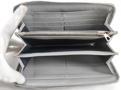 BALENCIAGA Leather Round Zip Long Wallet Gray Wallet