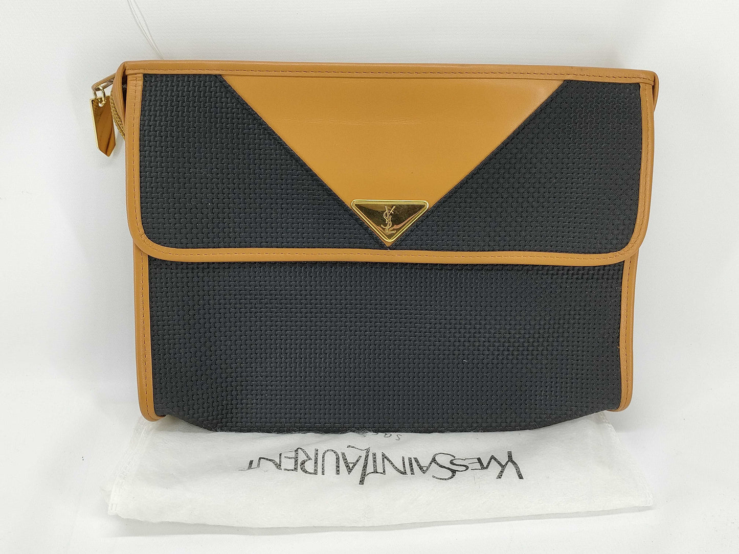 (10309_0073) Yves Saint Laurent PVC x Canvas Clutch Bag Second Bag